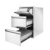 Outdoor Kitchen Drawer Combo,BBQ Triple Drawer & Trash Drawer Combo Stainless Steel for BBQ Island,Grilling Station