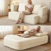 Convertible Sofa Bed with Blanket, Boneless Cloud Couch Queen Scott Fabric for Living Room Bedroom