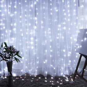 Curtain String Lights, 300 LED 9.8ft x 9.8ft 8 Lighting Modes Fairy Lights USB Powered (Color: White)