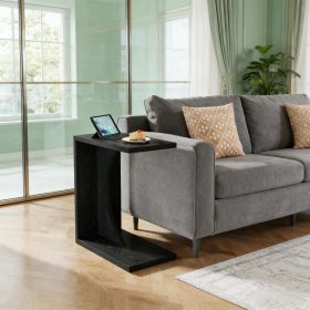 C-Shaped End Table, Sofa Side Table Couch Table (Main Color: Black, Main Material: Wood)