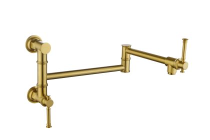 Pot Filler Faucet Wall Mount Pot Filler Faucet, Modern Brass Pot Filler Two-Attachment Wall Mount Folding Kitchen Pot Filler Swing Arm (Color: as Pic)
