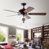 Topher 52-Inch 5-Blade Antique Bronze Lighted Ceiling Fans with Clear Glass Shade (Optional Remote Control)