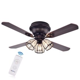 Tarudor 3-Light Crystal 4-blade Dark Wood with Antique Bronze Housing 42-inch Ceiling Fan (SKU: CFL-8173REMO/AB)