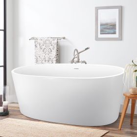 59" 100% Acrylic Freestanding Bathtub, Contemporary Soaking Tub, white Bathtub (Color: as Pic)