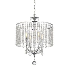 4 - Light Dimmable Crystal Chandelier (Color: Chrome)