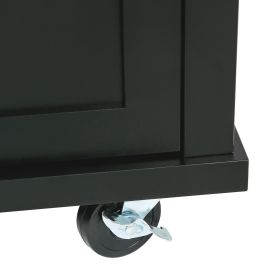 Kitchen Cart with Rubber wood Drop-Leaf Countertop ,Cabinet door internal storage racks (Color: as Pic)