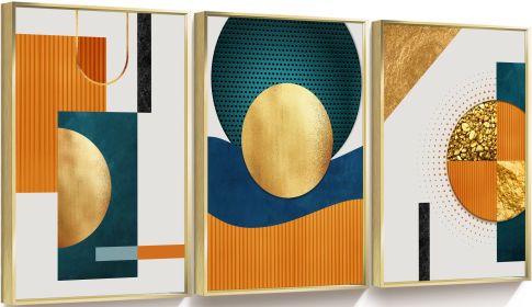Framed Canvas Wall ArtOil Paintings Impressionism Aesthetic Prints Canvas Paintings for Living Room Bedroom Office Home; 3 Panels (GOLD: 24*36)