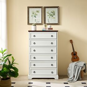 Modern 6 Drawer Dresser, Dressers for Bedroom, Tall Chest of Drawers Closet Organizers & Storage Clothes - Easy Pull Handle (Color: as Pic)