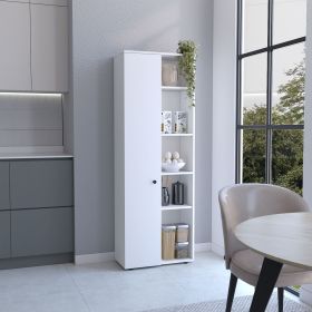 Hoyt Kitchen Pantry Storage Cabinet With and Five Interior and Exterior Shelves (Color: as Pic)