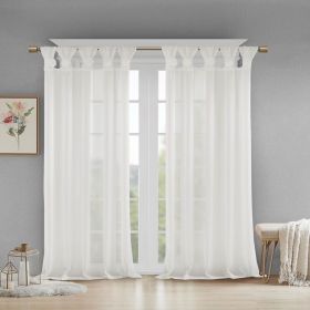 Floral Emb hed Cuff Tab Top Solid Curtain Panel(Only 1 Pc Panel) (Color: as Pic)