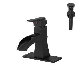 New Waterfall bathroom faucet, single handle bathroom sink faucet (Color: Black)
