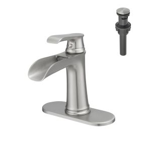 Nowadays Waterfall bathroom faucet, single handle bathroom sink faucet (Color: Brushed Nickel)