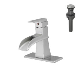 New Waterfall bathroom faucet, single handle bathroom sink faucet (Color: Brushed Nickel)