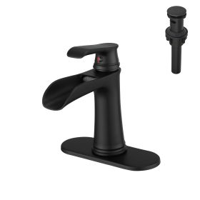 Nowadays Waterfall bathroom faucet, single handle bathroom sink faucet (Color: Black)