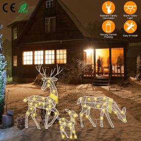 3 Sets of Reindeer Family Lighted 2D Christmas Deer Decoration Warm Yellow Light 3 Lighting Modes Buck Doe Fawn Indoor Outdoor Christmas Decoration (type: Lighted Christmas Deer)