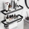 Bathroom Shelves Wall Mounted Glass Shelves for Bathroom Floating Shelf with Towel Holder Glass Shower Shelf 2 Tier Bathroom Wall Organizer