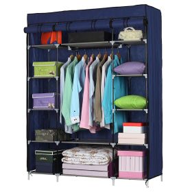5-Layer 12-Compartment Non-woven Fabric Wardrobe Portable Closet Navy (133x46x170cm) (Color: Blue)