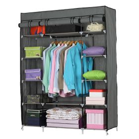 5-Layer 12-Compartment Non-woven Fabric Wardrobe Portable Closet Navy (133x46x170cm) (Color: Grey)
