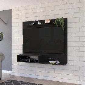 Cabos Floating Entertainment Center For TVÂ´s up 55"; One Upper Shelf; Two Shelves (Color: Black)