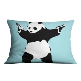 Banksy Panda Light Blue Cushion (Insert: Without Insert, size: 18" X 18")