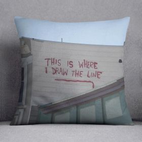 Banksy Draw The Line Cushion (Insert: With Insert, size: 14" X 14")