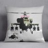 Banksy Friendly Helicopters Cushion