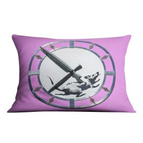 Banksy New York Clock Rat Purple Cushion (Insert: With Insert, size: 14" X 14")