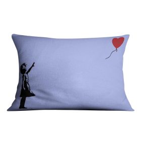 Banksy Balloon Heart Girl Blue Cushion (Insert: Without Insert, size: 18" X 18")