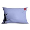 Banksy Balloon Heart Girl Blue Cushion