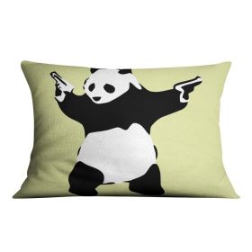Banksy Panda Yellow Cushion (Insert: With Insert, size: 14" X 14")