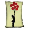 Banksy Flying Balloon Girl Yellow Cushion