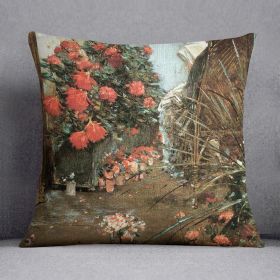 In the garden in Villiers-le-Bel by Hassam Cushion (Insert: Without Insert, size: 16" X 16")