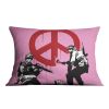 Banksy Soldiers Painting CND Sign Pink Cushion