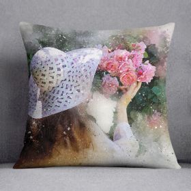 Flower Girl Painting Cushion (Insert: With Insert, size: 20" X 20")