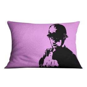 Banksy Rude Policeman Purple Cushion (Insert: Without Insert, size: 14" X 14")