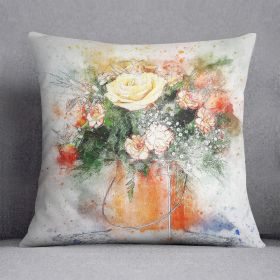 Flower Painting Cushion (Insert: With Insert, size: 16" X 16")
