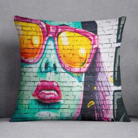 Graffiti Glasses Cushion (Insert: Without Insert, size: 20" X 20")