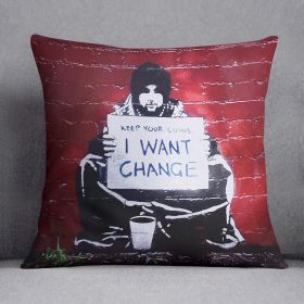 Banksy Keep Your Coins Cushion (Insert: Without Insert, size: 20" X 20")