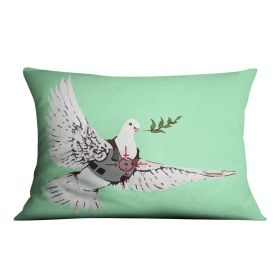 Banksy Peace Dove Green Cushion (Insert: With Insert, size: 16" X 16")