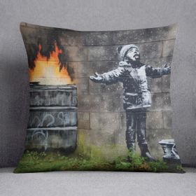 Banksy Seasons Greeting Cushion (Insert: Without Insert, size: 16" X 16")