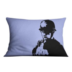 Banksy Rude Policeman Blue Cushion (Insert: With Insert, size: 18" X 18")
