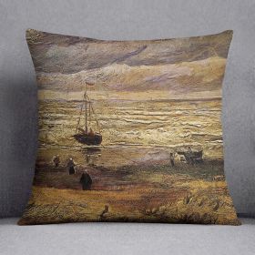 View of the Sea at Scheveningen by Van Gogh Cushion (Insert: Without Insert, size: 14" X 14")