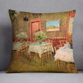 Interior of a restaurant by Van Gogh Cushion (Insert: Without Insert, size: 16" X 16")