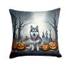 Alaskan Malamute Spooky Halloween Throw Pillow Machine Washable, Indoor Outdoor Decorative Pillow for Couch, Bed or Patio, 18Hx18W