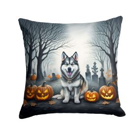 Alaskan Malamute Spooky Halloween Throw Pillow Machine Washable, Indoor Outdoor Decorative Pillow for Couch, Bed or Patio, 18Hx18W (Default: Default)