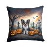 Papillon Spooky Halloween Throw Pillow Machine Washable, Indoor Outdoor Decorative Pillow for Couch, Bed or Patio, 18Hx18W