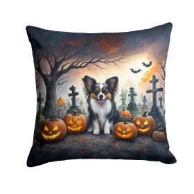 Papillon Spooky Halloween Throw Pillow Machine Washable, Indoor Outdoor Decorative Pillow for Couch, Bed or Patio, 18Hx18W (Default: Default)
