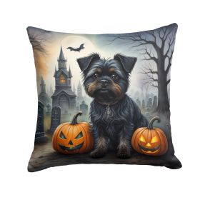 Affenpinscher Spooky Halloween Throw Pillow Machine Washable, Indoor Outdoor Decorative Pillow for Couch, Bed or Patio, 18Hx18W (Default: Default)