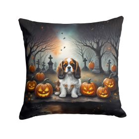 Cavalier Spaniel Spooky Halloween Throw Pillow Machine Washable, Indoor Outdoor Decorative Pillow for Couch, Bed or Patio, 18Hx18W (Default: Default)