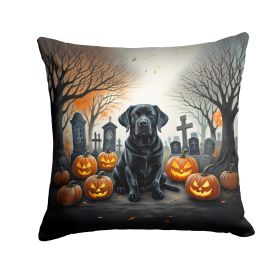 Black Labrador Retriever Spooky Halloween Throw Pillow Machine Washable, Indoor Outdoor Decorative Pillow for Couch, Bed or Patio, 18Hx18W (Default: Default)